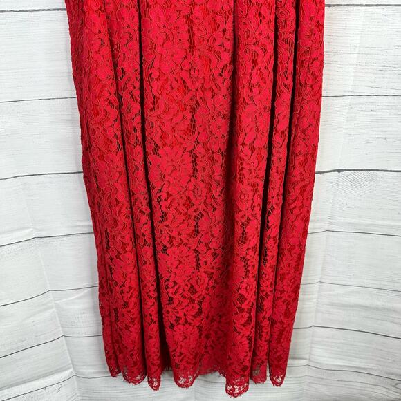 Lulus Womens size XL Royal Treatment Red Lace Midi Skater Dress - Picture 6 of 11
